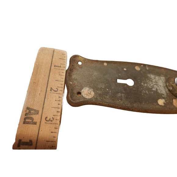 Set Of 2 Antique Victorian Brass Door Knob Backplates Keyhole Cast - Picture 1 of 7